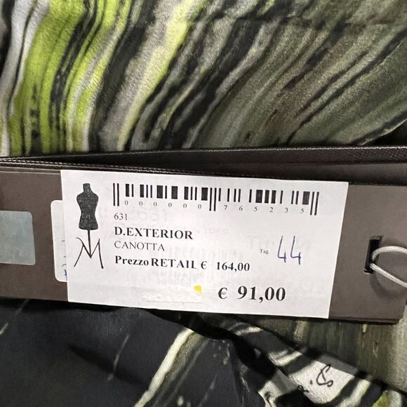 New D. Exterio Women US M Silk Blouse Pullover Top Sleeveless Green Cowl Italy  - Picture 6 of 7